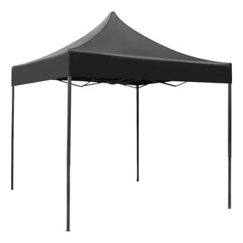 Heavy-Duty 2 x 2 m Folding Waterproof Canopy, Steel and Canvas, Easy Assembly and Transport, Black