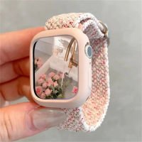 Korean Cute Braied Strap + Case For Watch Band 49mm 41mm 45 44 38 42 Nylon Bracelet For iWatch Series 9 8 7 6 5 4 3 SE 40