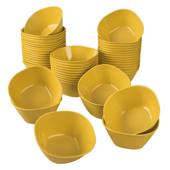 Santa Anita Square Plastic Bowls, 600 ml, Yellow Seed, 48 Pieces