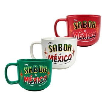 Chefmaker Mexamug Ceramic Coffee and Tea Mugs, 400 ml, Set of 3, Mexican Holiday Design